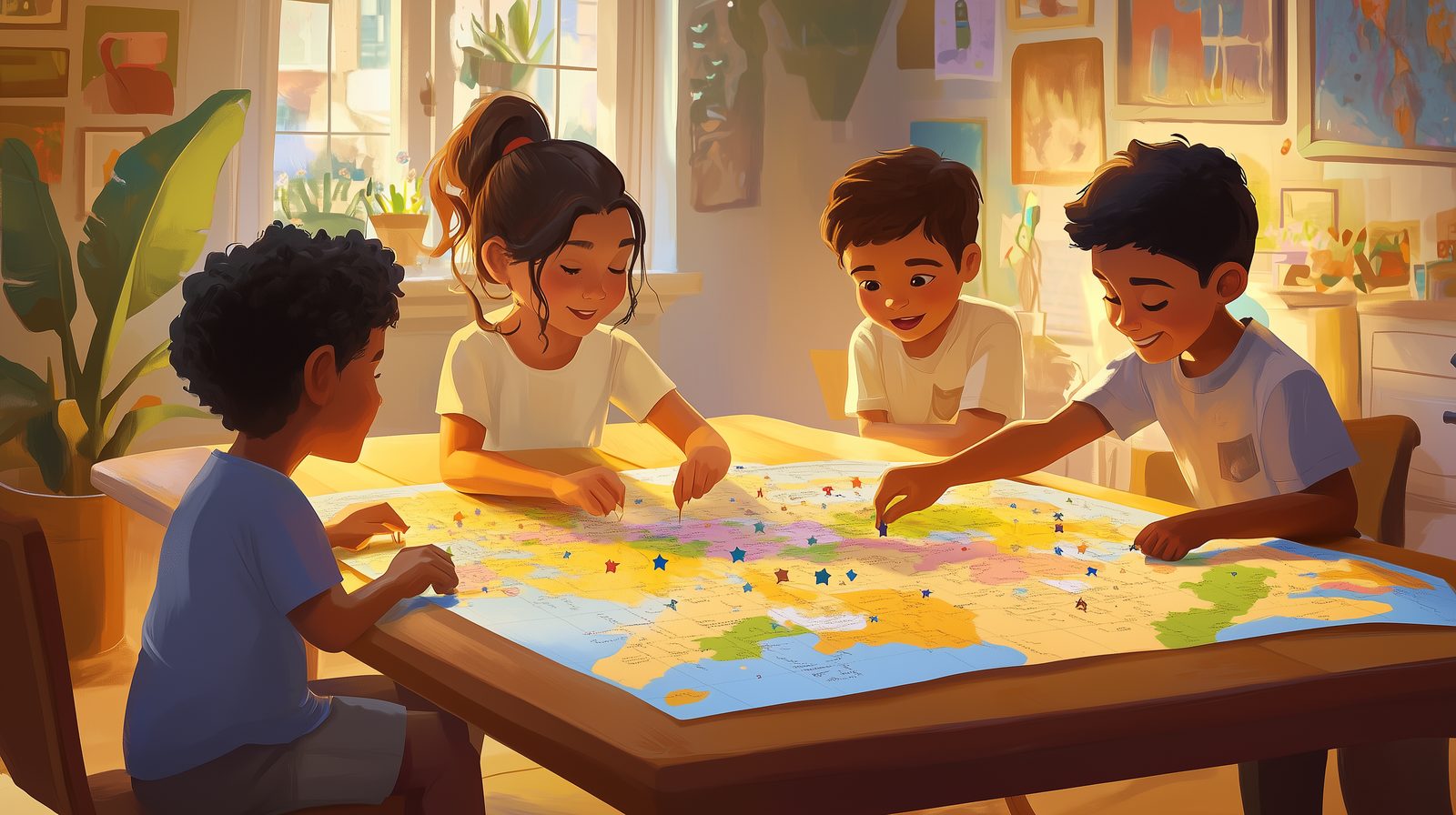 A family building a Spark Map together with Miko